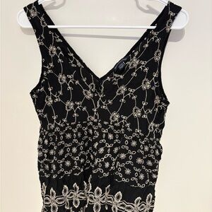 American Eagle Outfitters Black Top with Cream Embroidery